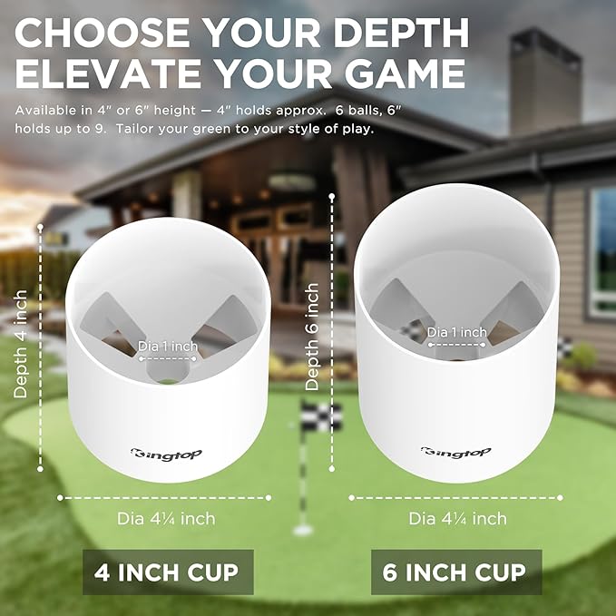 KINGTOP Golf Hole Cup – Fit PGA/USGA Regulations, Golf Accessories for Backyard Practice Putting Green, 4 Inches and 6 Inches Available