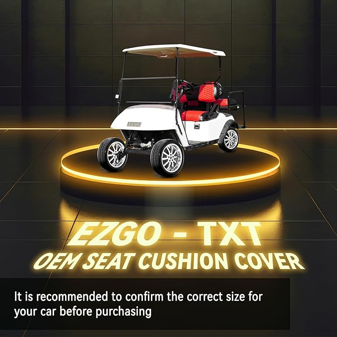 Golf Cart Seat Covers for EZGO TXT Club Car DS Gas or Electric OEM Regular Seat Cushion, No Staple, Golf Cart Vinyl Replacement Seat Cover