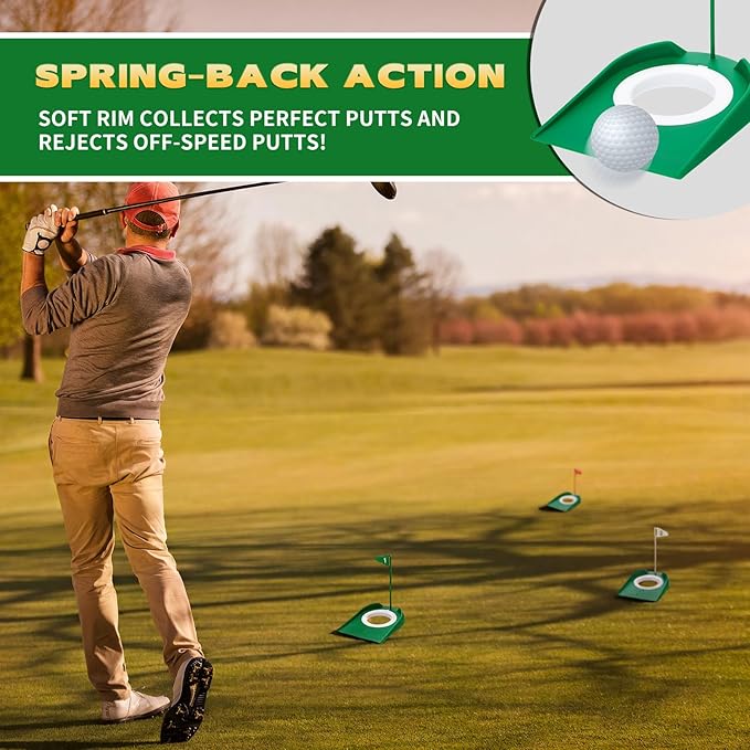 Sotiff Golf Putting Practice Cup Hole Training Aids Golf Accessories Training Putters with Plastic Flag for Adult Office Garage Yard Indoor Outdoor Practice