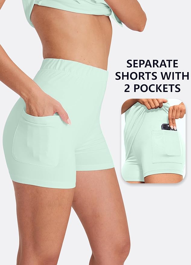 Hiverlay Golf Dresses for Women with Shorts and Pockets, V-Neck Short Sleeve Tennis Dress, Workout Athletic Dresses