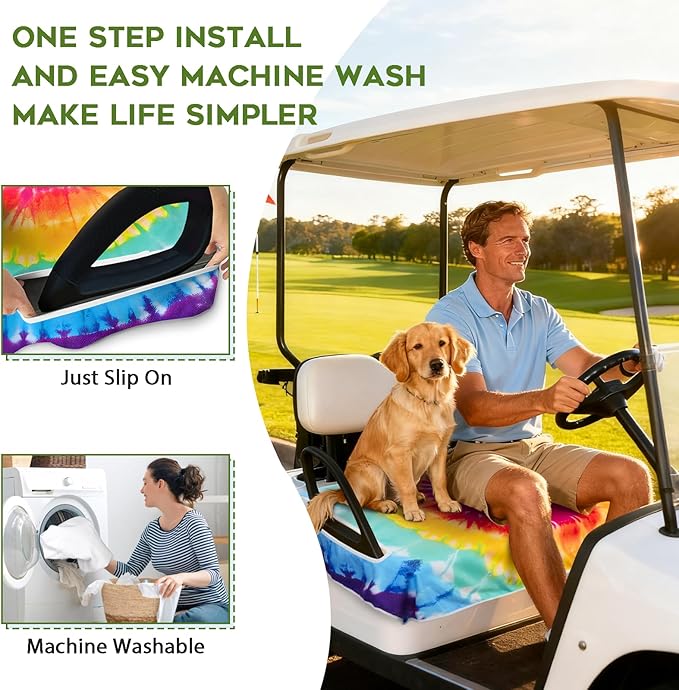 Golf Cart Seat Covers Club Car Golf Cart Accessories for Men Women Golf Carts Seat Towel Blanket 2-Seat Golf Cart Decorations