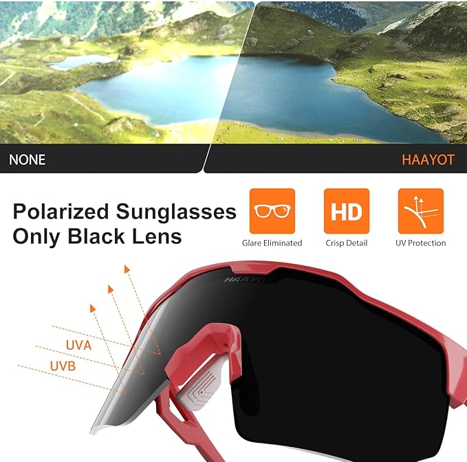 HAAYOT Polarized Sports Sunglasses for Men Women Youth Baseball Cycling Running Softball Biking Glasses 5 Lenses