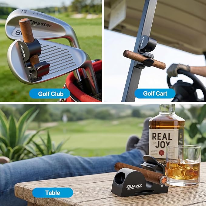 Magnetic Golf Cart Holder Clip with Adjustable Strap, Secure Golf Accessory for Cart, Aluminum Design Fits 30-70 Ring Gauge, Stable Holder for Golf Course Use