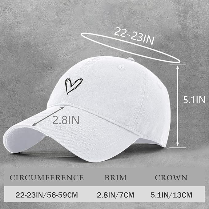 Pairxily Vintage Heart Embroidered Baseball Cap Distressed Adjustable Hat for Women Low Profile Dad Hats Unisex Cotton Cap