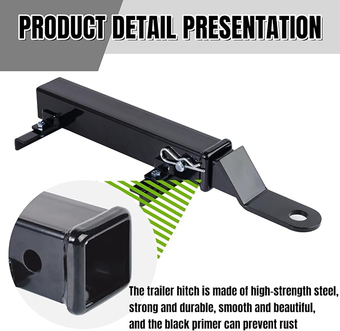 Golf Cart Hitch, Trailer Hitch with 2 Inch Receiver, High-Strength Universal Fit,Trailer Kit for Club Car, Ezgo, Yamaha Golf Cart Back Seat Footrest