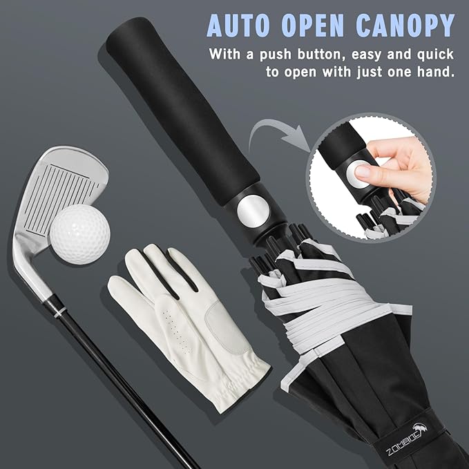 ZOMAKE Golf Umbrella Windproof, Extra Large Oversized Heavy Duty Double Canopy for Rain, Sports Games & Push Cart(51/54/62/68/72Inch)