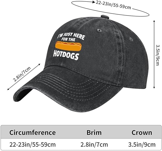 I'm JUST HERE for The Hotdogs Hats for Men Baseball Caps Trendy Washed Workout Hats Light Weight