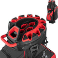 Tangkula Golf Cart Bag with 14-Way Full Length Dividers, 6 Molded Lock Top Golf Club Bag with 11 Pockets, Cooler Bag, Padded Strap, Handles, Umbrella Holder & Rain Hood