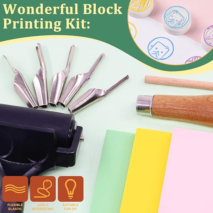 Keadic 12Pcs Soft Rubber Carving Blocks Kit, Comes - Image 3
