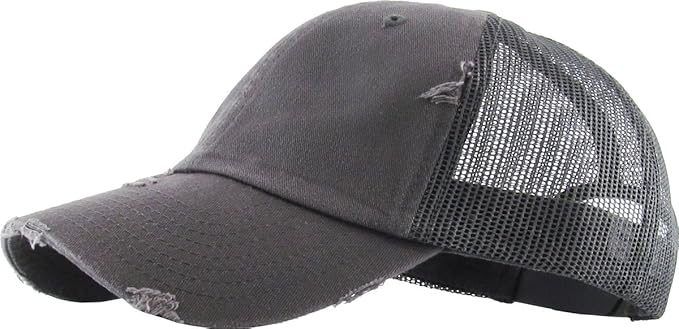 Funky Junque Trucker Hat for Women – Distressed Low Profile Western Camo Baseball Cap with Mesh, Trendy and Adjustable Fit