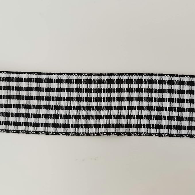 1 Inch Black and White Woven Edge Gingham Ribbon 25 Yards Each Roll 100% - Image 8