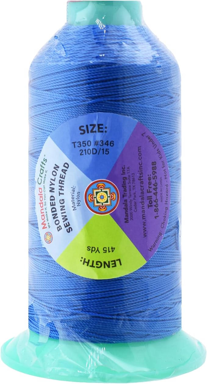 Mandala Crafts Bonded Nylon Thread Sky Blue Heavy Duty Sewing Threads - Image 3