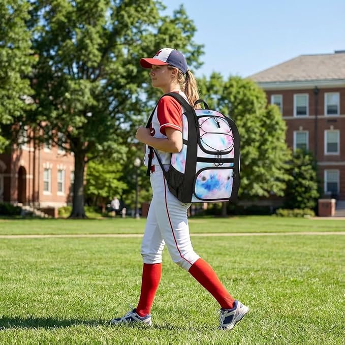 MATEIN Softball Bag, Lightweight Baseball Backpack with Shoe Compartment, Baseball Bag with Fence Hook for TBall Bat & Equipment, Softball Gifts Catchers Backpack for Women Fit Catcher’s Mitt, Helmet