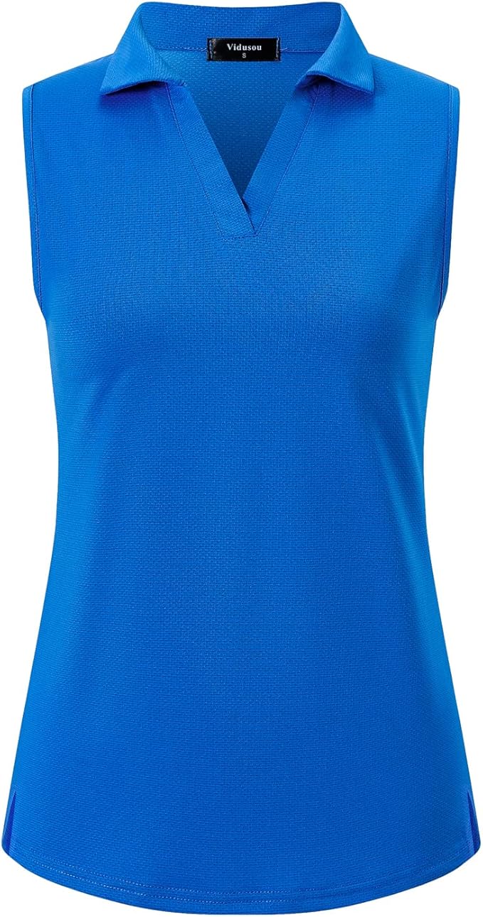 Womens Sleeveless V Neck Golf Polo Shirts