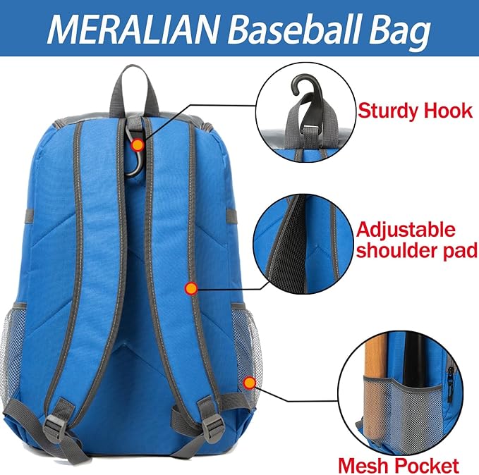 Baseball Bag - Lightweight Softball & T-Ball Backpack with Shoe Compartment for Equipment & Gear