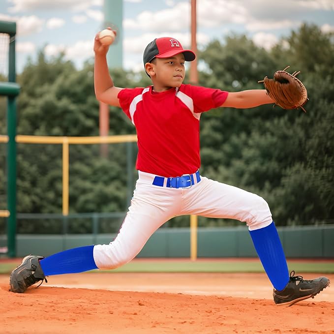 Dxhycc Youth Baseball Socks and Belt Combo Set Softball Baseball Socks and Elastic Waist Belt for Youth Boys Girls