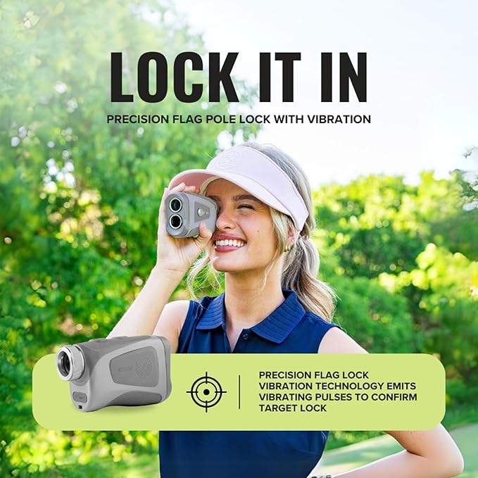 Pro Tour Golf Rangefinder with Slope - Range Finder Golf with Ultra-Strength Magnet - Laser Rangefinder with Slope Technology & Flag Pole Lock Vibration - Golf Range Finder