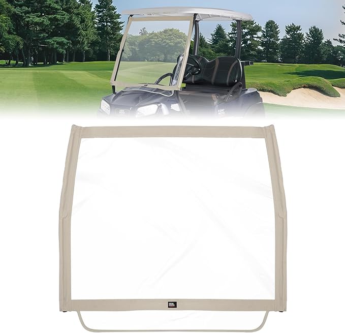 KEMIMOTO Foldable Golf Cart Windshield Compatible with Club Car DS, Tempo, Precedent, Portable Lightweight PVC Golf Cart Windshield