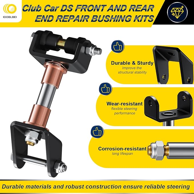 1993-UP Club Car Deluxe Repair Bushing Kit for DS, Golf Cart Front and Rear End Bushing Kit, Club Car King Ping Repair Kit, Full Set Club Car DS Front End Rebuild Kit OEM# 1016384 1015583 1016386