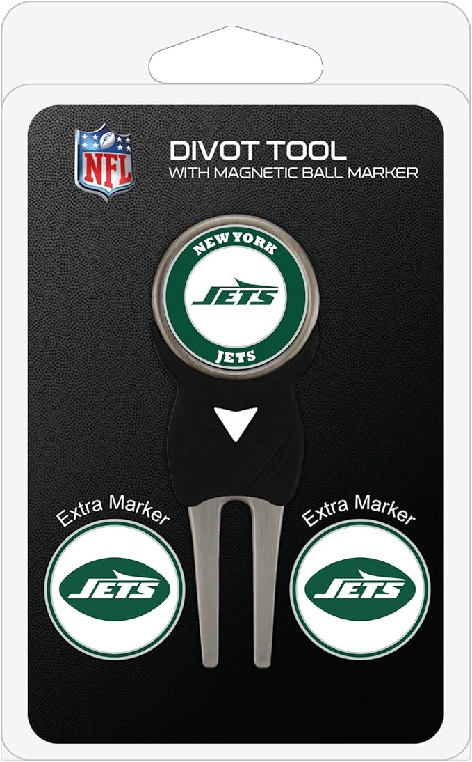 Team Golf NFL Divot Tool with 3 Golf Ball Markers Pack, Markers are Removable Magnetic Double-Sided Enamel
