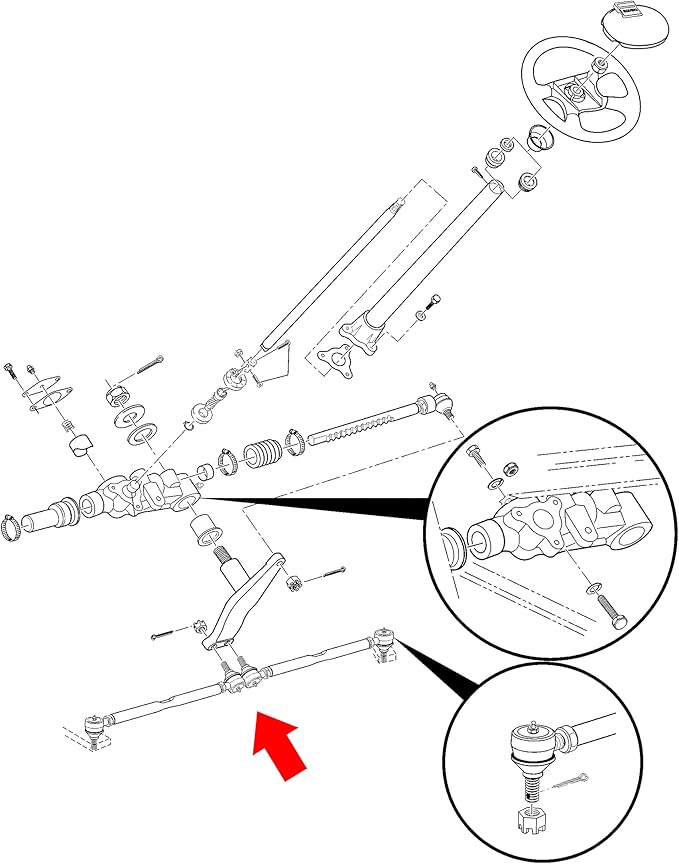 10L0L Golf Cart Steering Tie Rod Assembly for EZGO TXT & Medalist 1994.5-2001, 2 Set, OEM# 70074-G01, 70074-G02