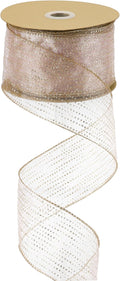 MEEDEE Rose Gold Sheer Glitter Wired Ribbon 2.5 Inch Horizontal Stripes Polka by MEEDEE