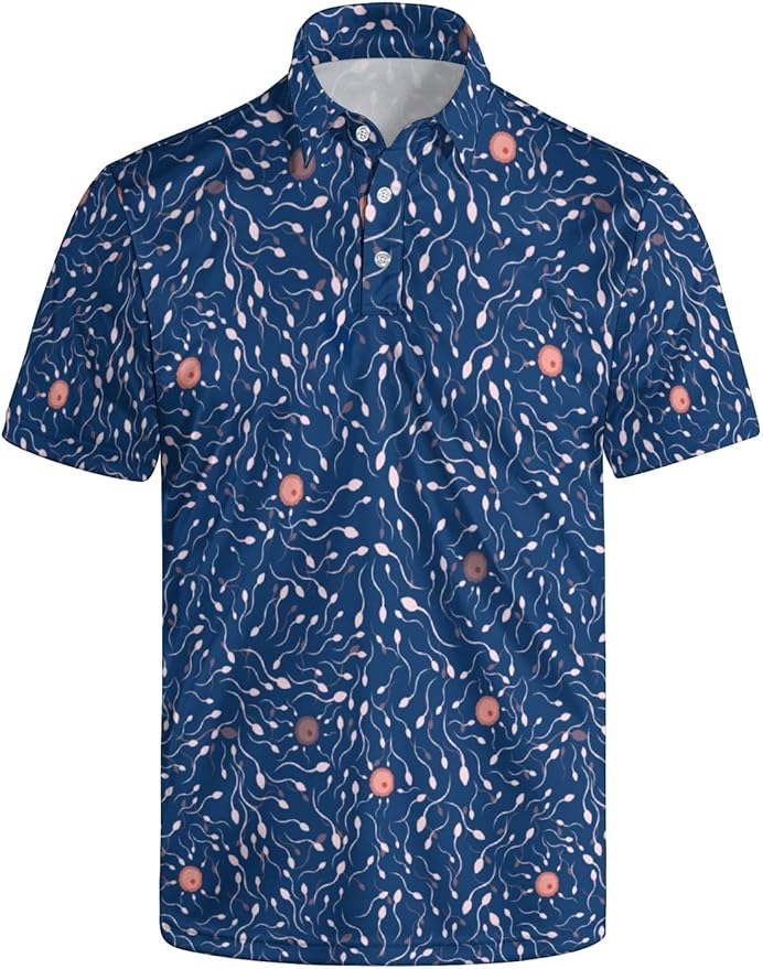 HUURAY Funny Golf Polos for Men Funny Print Short Sleeve Shirts Quick Dry Polo Shirts Hawaiian Shirt Performance Golf Outfits