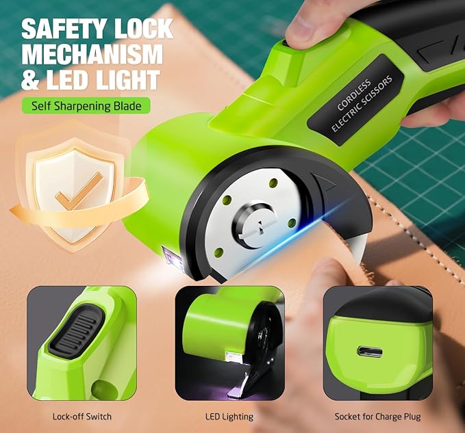 Cordless Electric Scissors：4V Rechargeable Cardboard Cutter, 3 Blades, Safety - Image 4