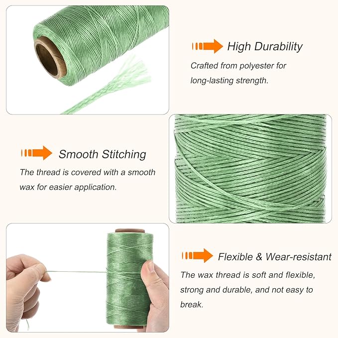 MECCANIXITY Waxed Thread, 197 Yard 1mm 210D Flat Wax Thread Polyester Waxed - Image 3