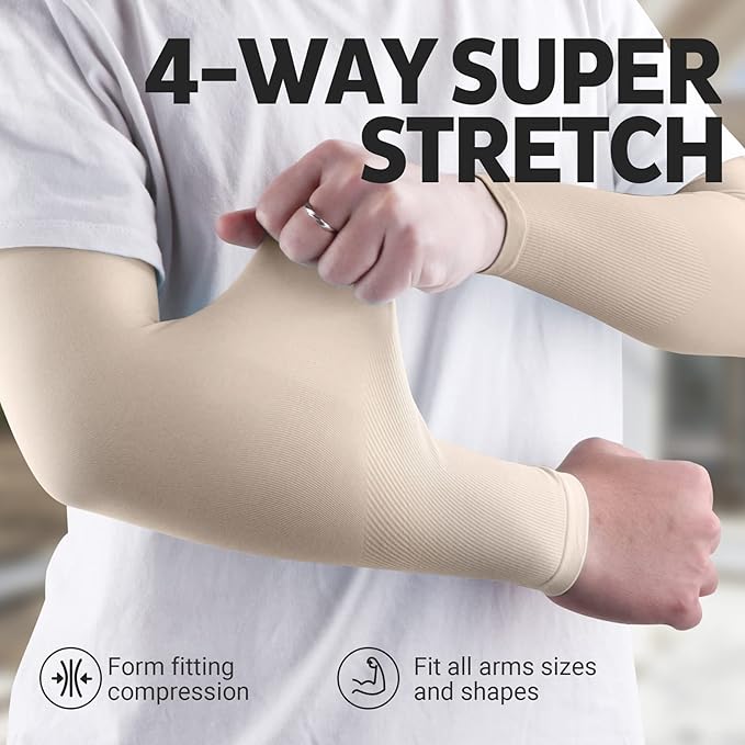 HEGCOIIE UV Sun Protection Arm Sleeves for Men & Women - Tattoo Cover Up - UPF 50 Cooling Sleeve for Golf, Cycling