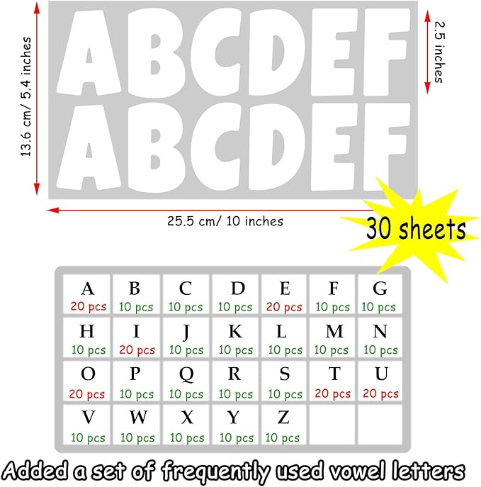 Bemeol 360 Pcs 30 Sheets Bulletin Board Letters 2.5 Inches Alphabet Stickers - Image 2