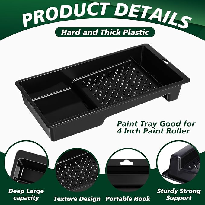 Ripeng 30 Pack 4 Inch Paint Tray Bulk Plastic Paint Roller Tray Small Painting - Image 3