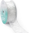 CT CRAFT LLC Organza with Silver Glitter Snowflakes Wired Ribbon 2.5 inch x 50 by CTCRAFTLLC