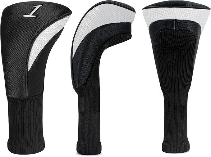 Golf Club Head Covers for Woods 3/4/5/6 Pieces Long Neck Mesh Sports Golf Club Headcovers Set with Interchangeable No. Tags 3 4 5 6 7 X Golf Accessories for Men Women