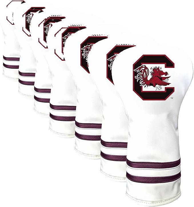 Team Golf NCAA White Vintage Driver Golf Club Headcover, Form Fitting Design, Retro Design