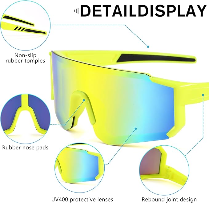 COASION Kids Baseball Sunglasses - Baseball Sunglasses for Boys Girls With Strap - Sports Softball Shades Age 3-10