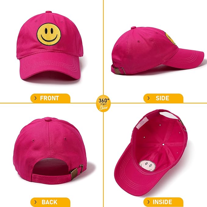 Smile Face Baseball Cap for Women Men Cute Baseball Caps Unstructured Cotton Dad Hat