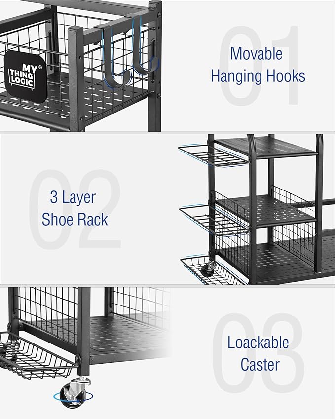 Mythinglogic Golf Storage Garage Organizer, Golf Bag Storage Stand and Other Golfing Equipment Rack, Extra Storage Rack for Golf Clubs