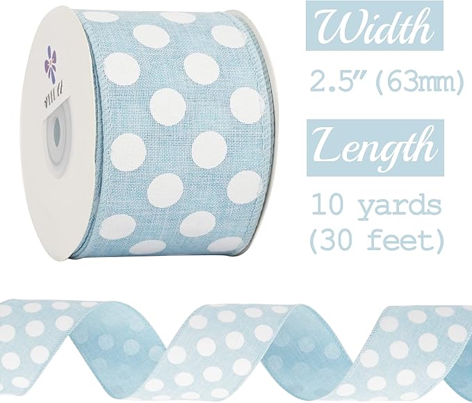 MEEDEE Blue Burlap Ribbon 2.5 Inch - Image 2