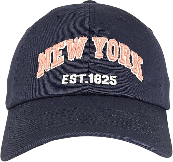 Elidan NY Dad Hat New York EST.1625 Cotton Cap, Adjust Buckle Strap, Unstructured Low-Profile NY Baseball Cap for Men & Women