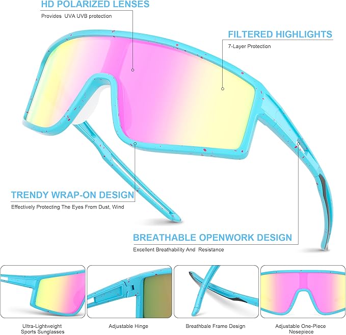 3 Pack Kids Sunglasses Youth Baseball Polarized Sun Glasses Sports Cycling Running for Boys Girls UV Protection