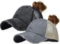 Eohak Distressed Ponytail Hats Baseball for Women Messy-Bun Pony Caps