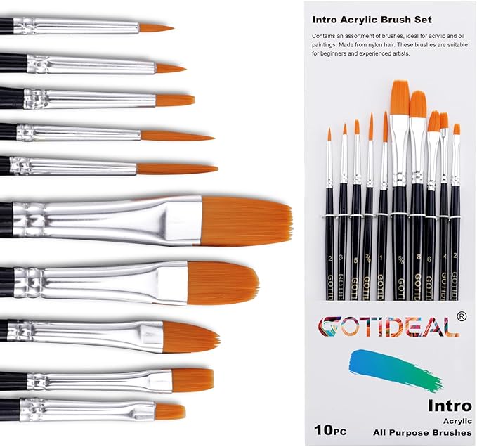 GOTIDEAL Paint Brush Set, Small Nylon Hair Brushes by GOTIDEAL