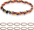 12 Pack Baseball Necklace 18inch, Team Gift for Baseball Funs, Three Braided Titanium Tornado Rope Design, with Muti - Color for Pick