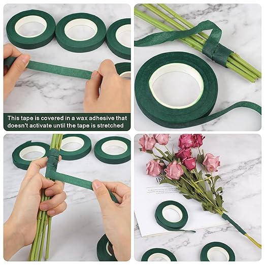 6 Roll Floral Tape 1/2inch Flower Tape Dark Green, Floral Tapes - Image 3