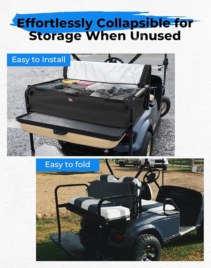 KEMIMOTO Universal Golf Cart Shopping Storage Bag for 2+2 Passengers Golf Cart, Compatible with Club Car, EZGO, Drive, and Kandi Electric Carts, Black