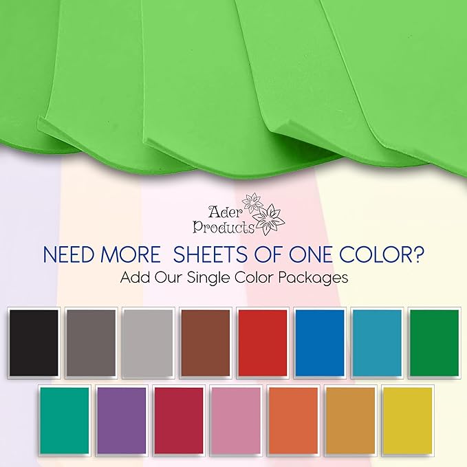 Light Green EVA Foam Sheets for Crafts, 9 x 12 Inch, 2mm Thickness, 15 Pack – - Image 3