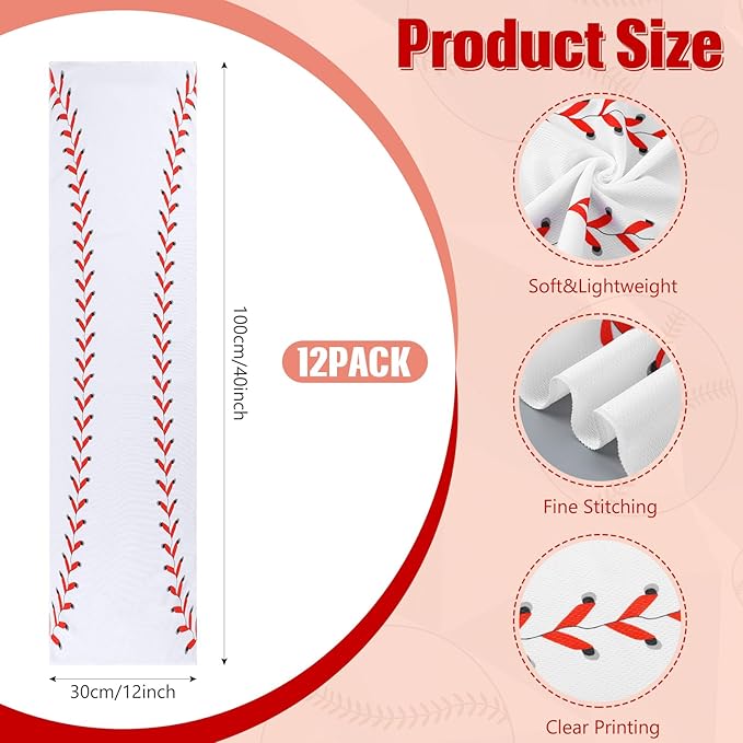Soulchen 24 Pcs Ice Cream Drip Baseball Softball Gift Accessories 40"x12" Microfiber Cooling Towels and Arm Sleeves for Party