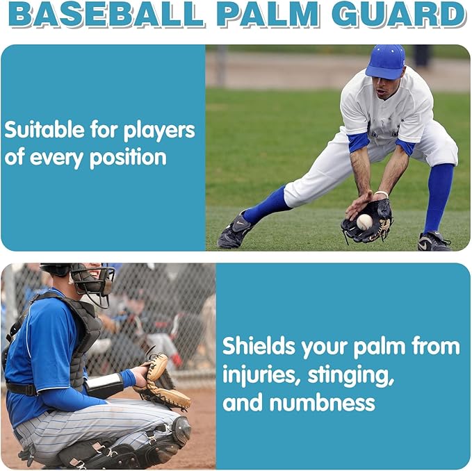 2PCS Palm Guard Baseball Glove Wrap, 2 Sizes Premium Silicone Palm Protector for Impact Absorption | Palm Baseball Hand Guard Glove Padding Accessory Gear, Shock Pad Training Aid for Softball Gear