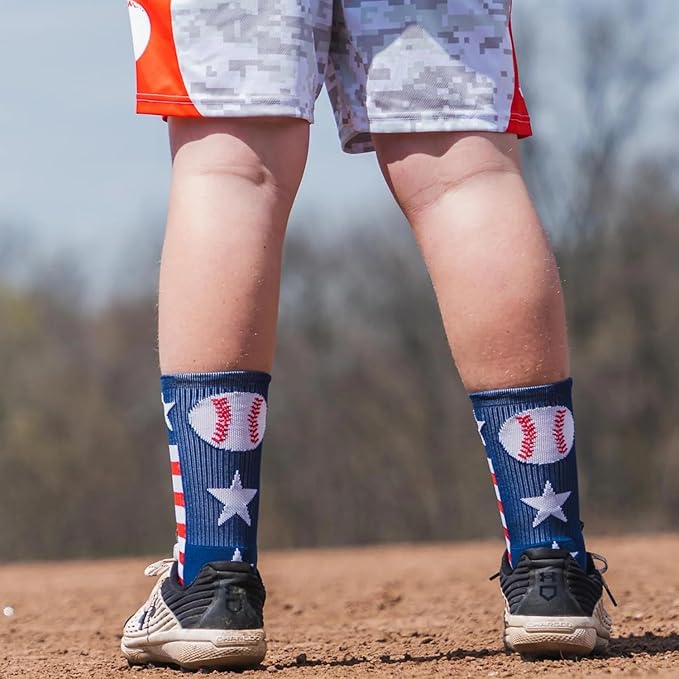 ChalkTalkSPORTS Baseball Performance Crew Socks - Boston Socks - Youth & Adult - Baseball Mid-Calf Socks